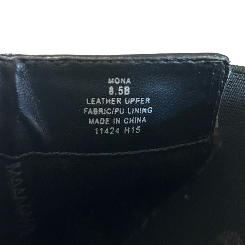 Lauren Ralph Lauren Black Leather Ankle Boots with Gold Buckle Accent - Picture 8 of 9